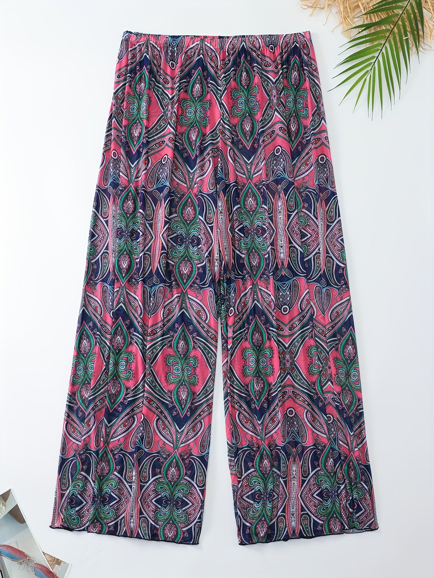 Boho Bikini Bottoms Women's Plus Paisley Print Swimwear Pants