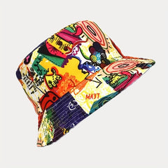 Abstract Cartoon Graffiti Bucket Hat Print Casual Fisherman Cap Unisex