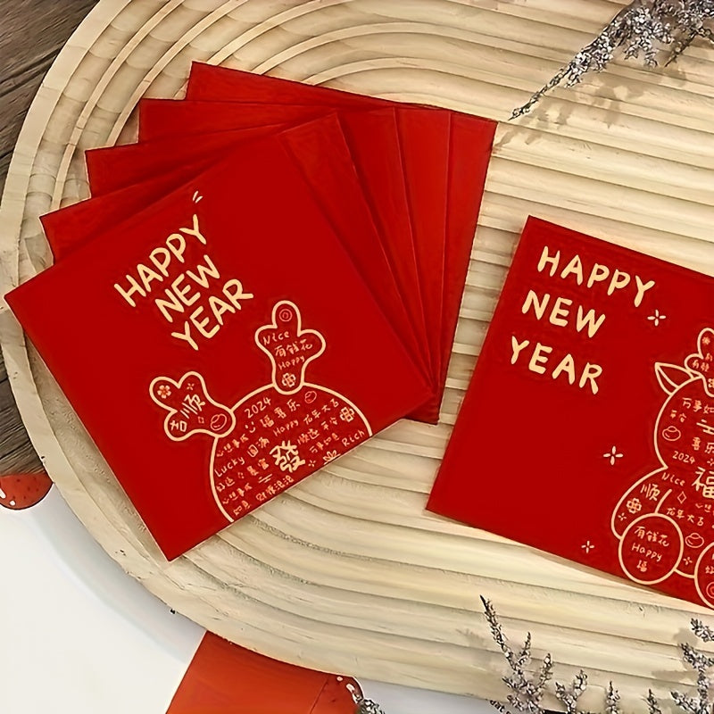 6pcs Cartoon Spring Dragon Year Red Envelope Lucky Money Packet