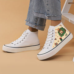 Christmas Tree Print Lightweight High Top Canvas Sneakers