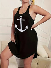 Anchor Print Racer Back Tank Sleep Dress