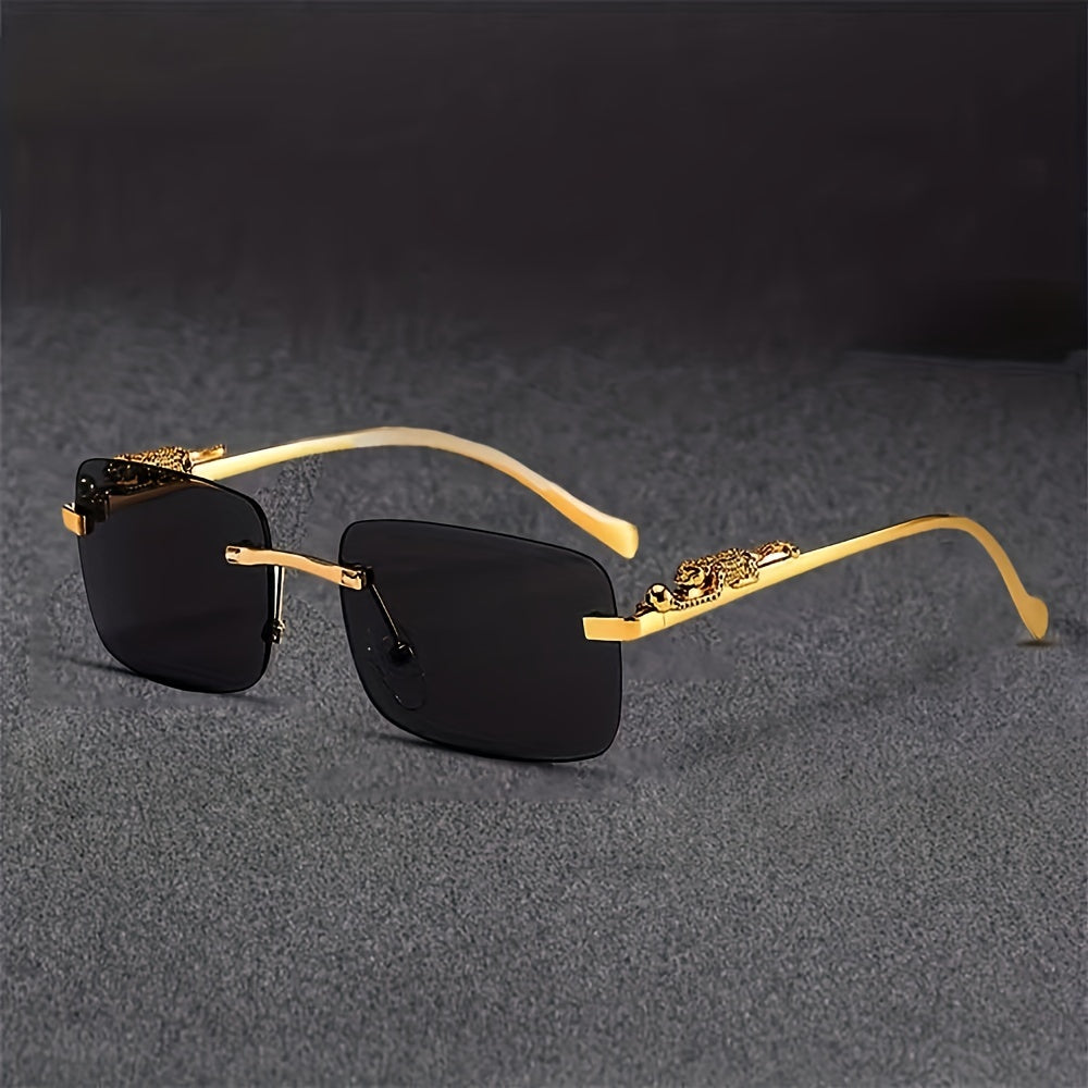 Gradient Tint Golden Frame Sunglasses Vintage Oversized Square