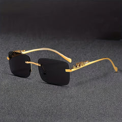 Gradient Tint Golden Frame Sunglasses Vintage Oversized Square