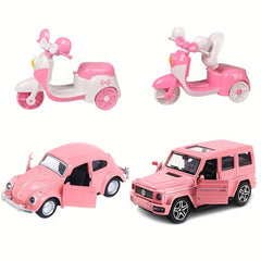 4pcs Pink Trinkets Car Toy Collection Alloy Metal Motorcycle Off road Car Toys