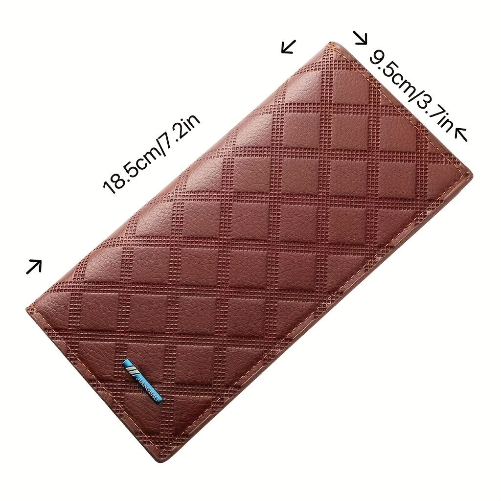 Men's Rhombus Card Thin Leather Wallet Soft Business Jacket