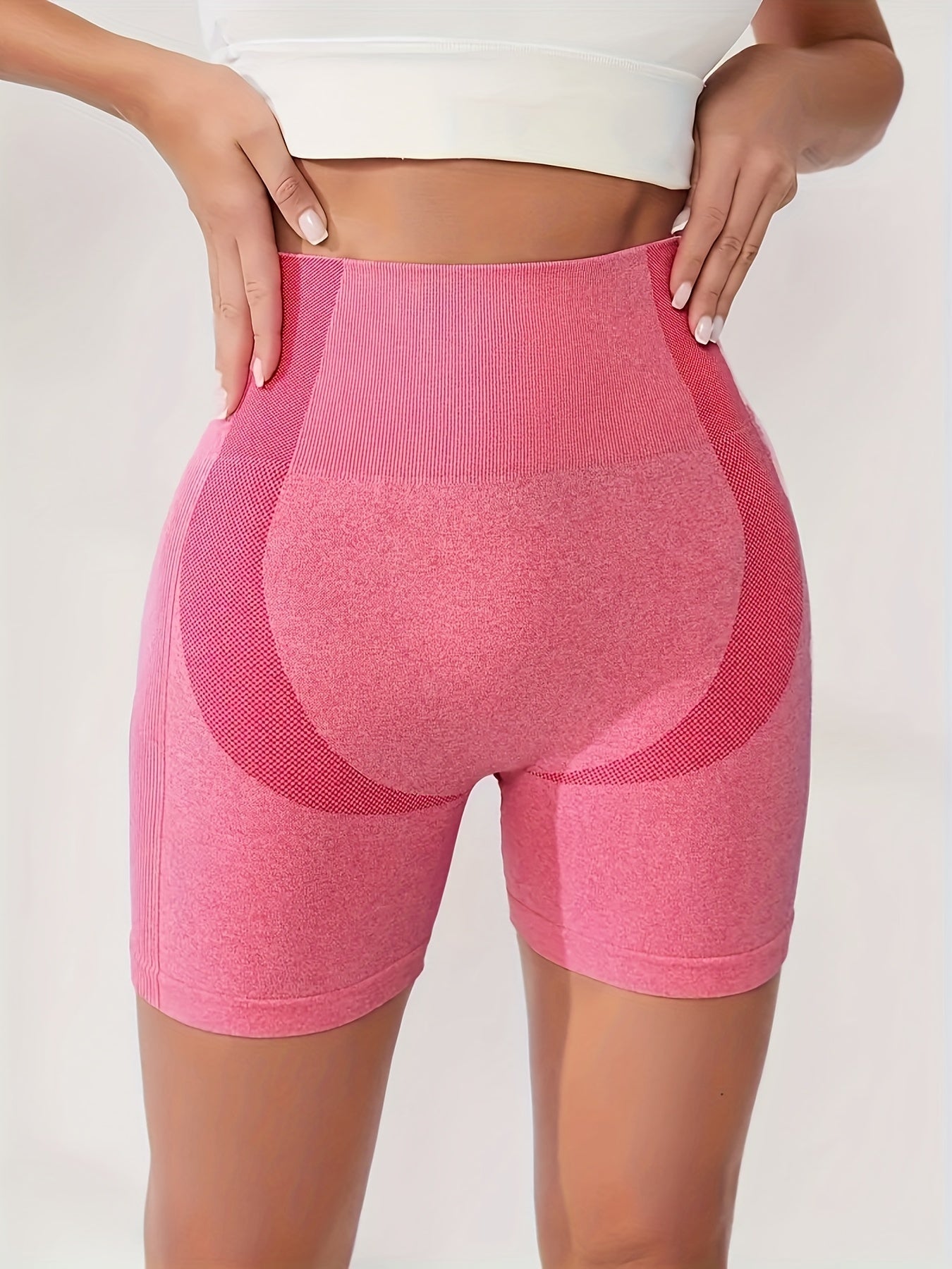 High Waist Yoga Shorts Slim Fit High Stretch Seamless Sports Shorts