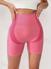 High Waist Yoga Shorts Slim Fit High Stretch Seamless Sports Shorts