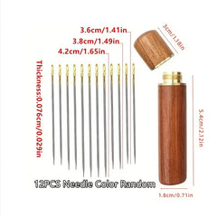 12pcs Hand Sewing Needles Big Eye Needle Easy Thread Stitching Embroidery