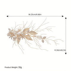 Flower & Faux Pearl Hair Clip Bridal Wedding Headwear Accessory