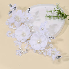 Lace Floral Faux Pearl Head Piece Bridal Wedding Hair Accessories Jewelry