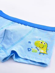 3pcs Boys Cotton Stripe Boxer Briefs Dinosaurs Print Elastic Waist Shorts