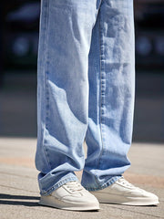 Wide Leg Distressed Denim Pants Mens Casual Street Style Jeans