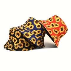 Men's Sunflower Print Bucket Hat Outdoor Sun Hat