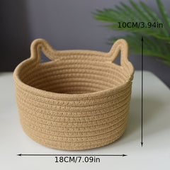 Hand Woven Cotton Rope Storage Basket for Keys and Snacks