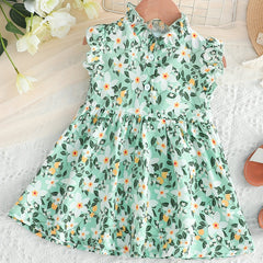 Baby Girls Floral Print Sleeveless Dress for Summer
