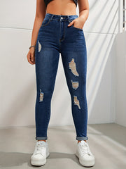 Ripped High Waist Skinny Jeans
