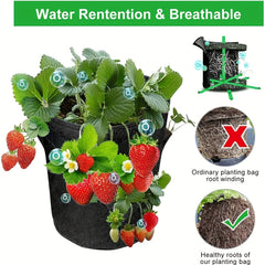 Strawberry Planting Bag, 8 Holes, Reinforced Handle, Breathable Non-woven Fabric