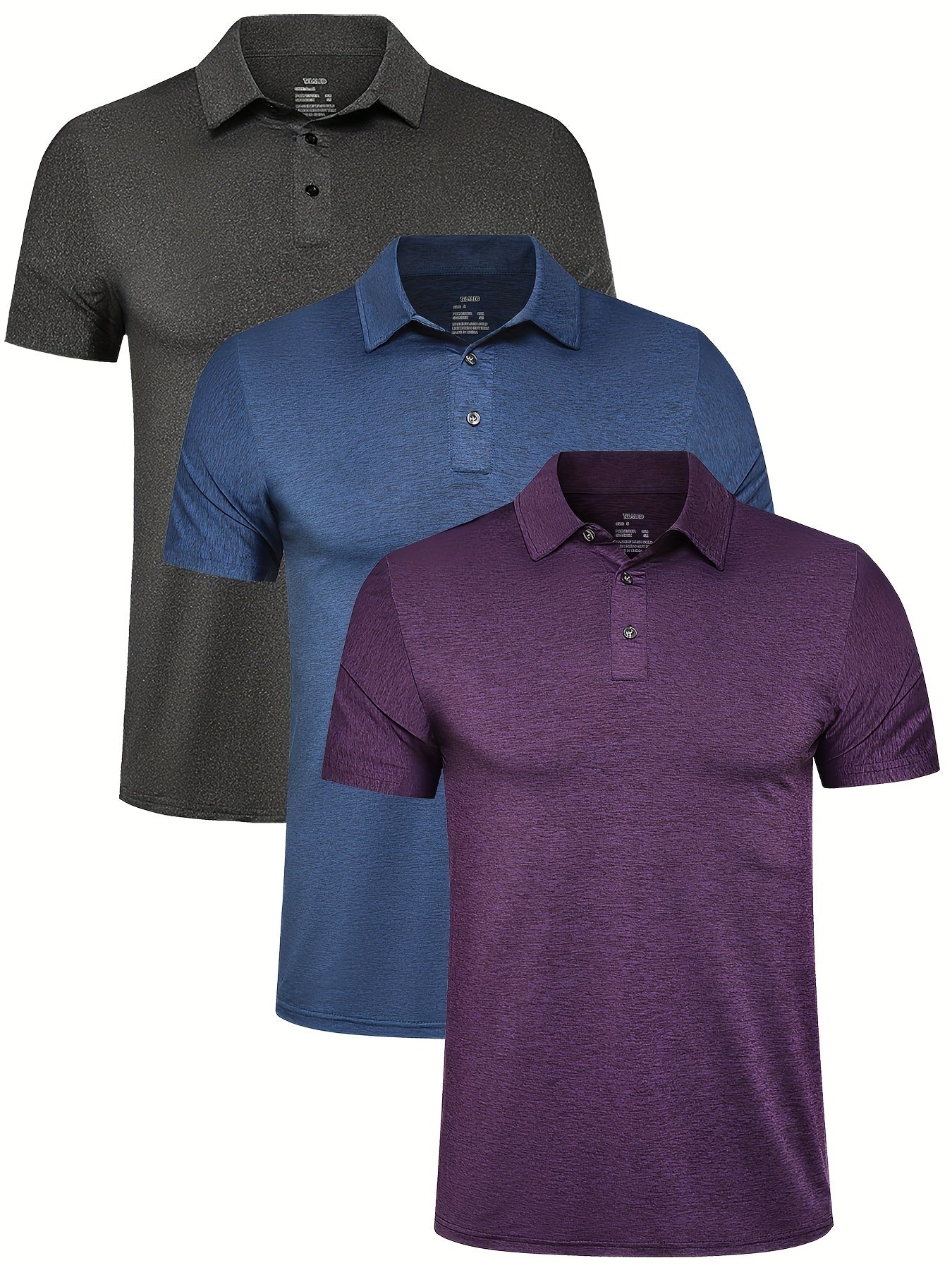 3 Pack Mens Quick Dry Golf T Shirt Moisture Wicking Workout Tee