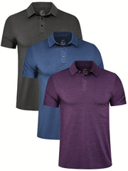 3 Pack Mens Quick Dry Golf T Shirt Moisture Wicking Workout Tee