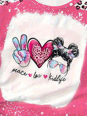 PEACE LOVE KIDLIFE Leopard Print Short Sleeve T shirt Girls Pullover