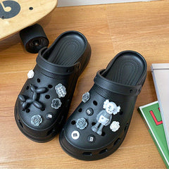 Women's Bear Charms Clogs Closed Toe Non Slip Slide Shoes