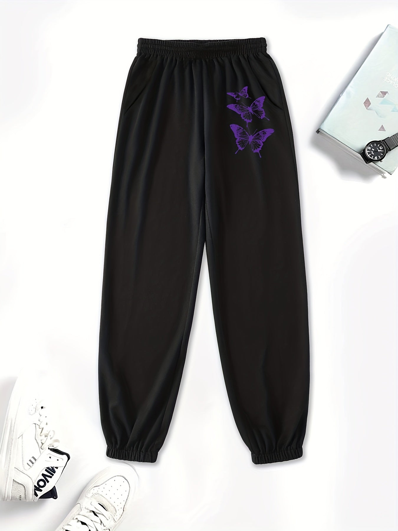 Butterfly Graphic Sweatpants High Waisted Active Joggers