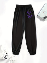 Butterfly Graphic Sweatpants High Waisted Active Joggers