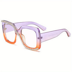 Men's Square Frame Sunglasses w/ Artificial Diamonds Anti UV400