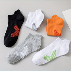 5 Pairs Men's Thin Cotton Sport Anklets for Running Football Basketball