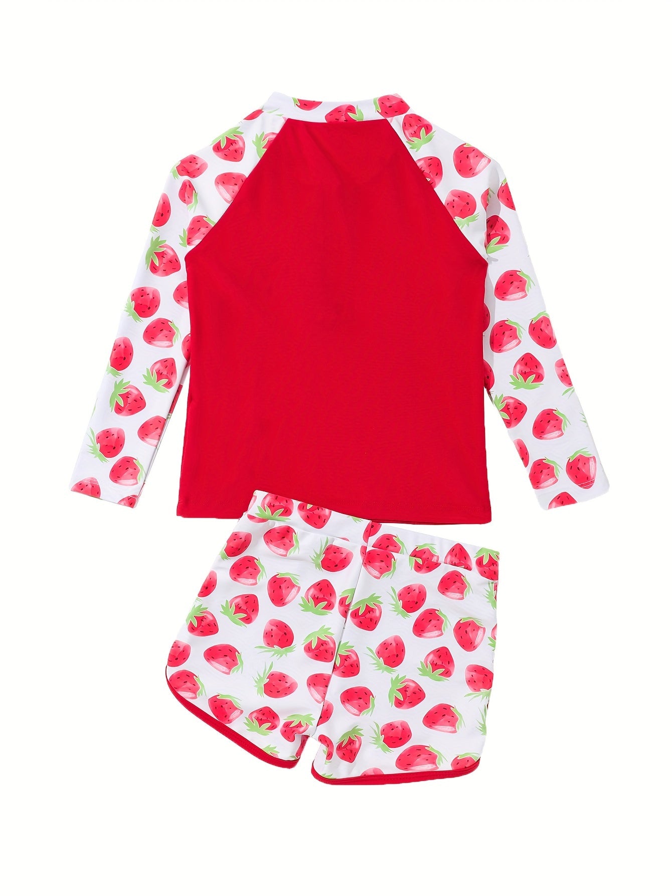 Toddler Girls Strawberry Swimwear Set For Summer Surfing