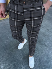 Vintage Style Plaid Slacks Men s Casual Slightly Stretch Pants