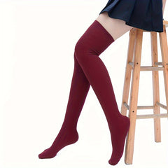 Women's Knee High Knitted Stockings Solid Comfort Outdoor Socks