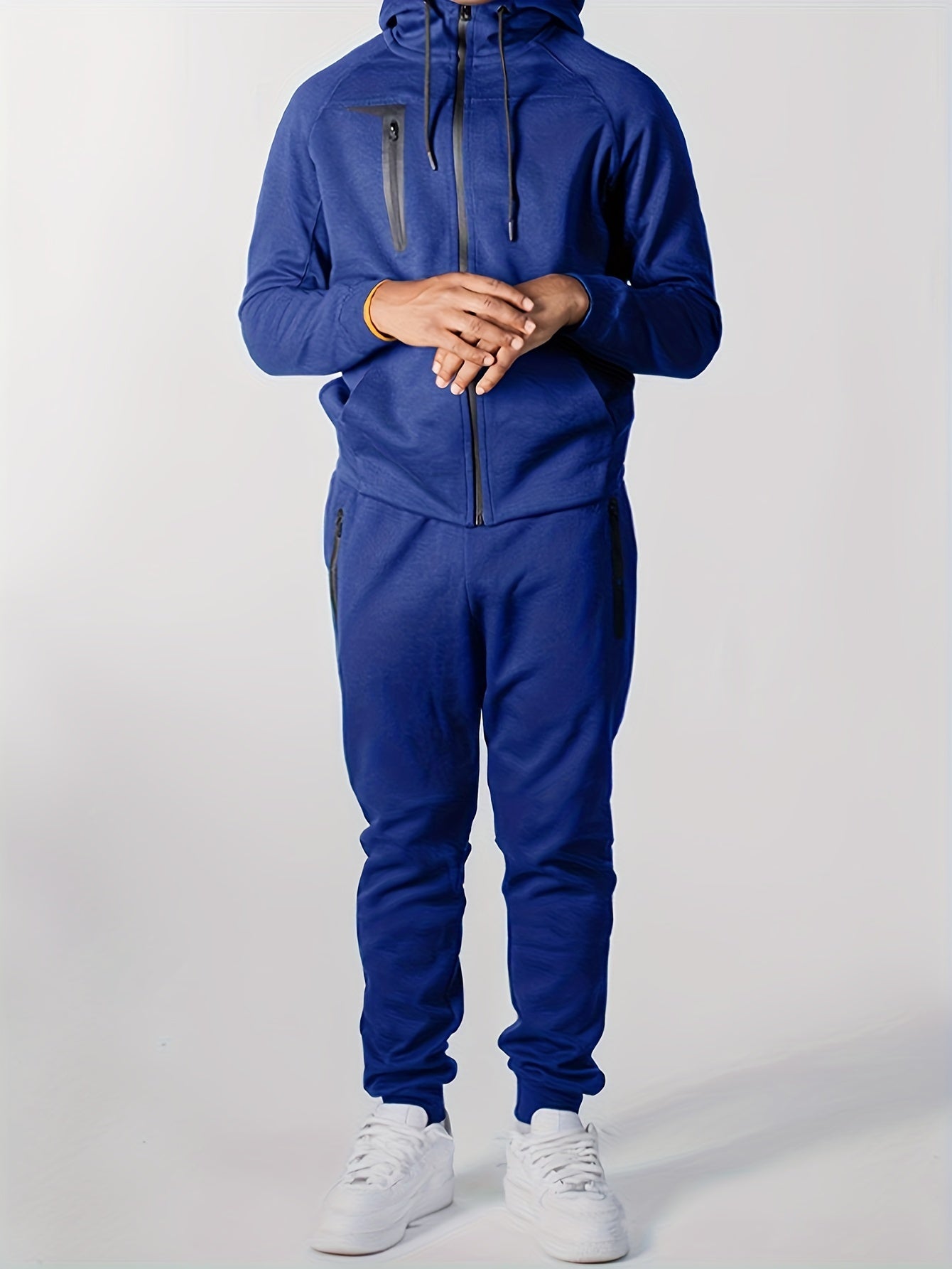 Men's Zip Up Hooded Sweatshirt & Sports Pants Set