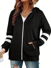 Zip Up Pocket Hoodie Long Sleeve Women's Sweatshirt