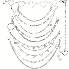 6pcs Punk Jeans Chain Waist Chain Hip hop Rock Chain For Men