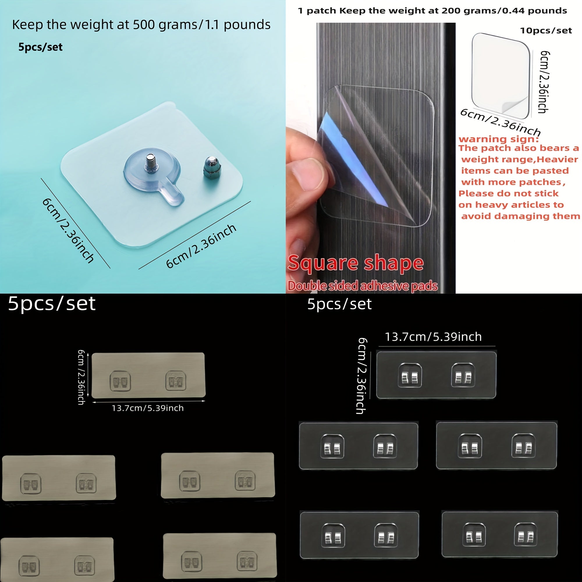 Square Transparent Acrylic Adhesive Double-sided Viscose Non-punching PVC Tape