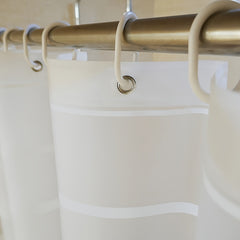 Waterproof Stripe Shower Curtain with 12 Hooks