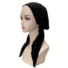Rhinestone Decor Head Wraps Turban Bonnet Hijab Hat Skull Cap