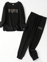 Leopard Print Long Sleeve Fleece Top & Joggers Pajama Set