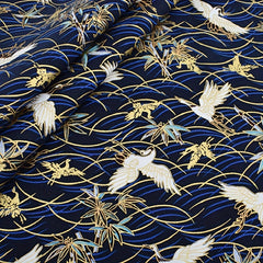 6pcs Gilded Crane Peacock Printed Fabric For DIY Crafting