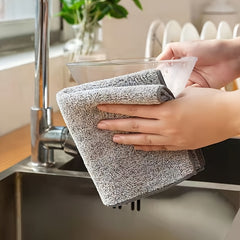 2pcs Microfiber Dish Cloths Absorbent Bamboo Charcoal Fiber Cleaning Cloth