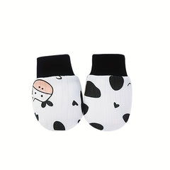6pairs Newborn Cartoon Polka Dot Plaid Thin Mittens Anti Eating Hand Gloves