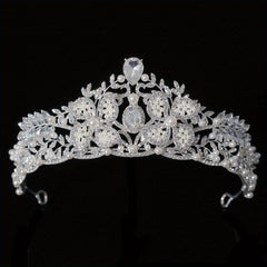 Bridal Faux Pearl Crystal Crown Tiara Wedding Head Jewelry