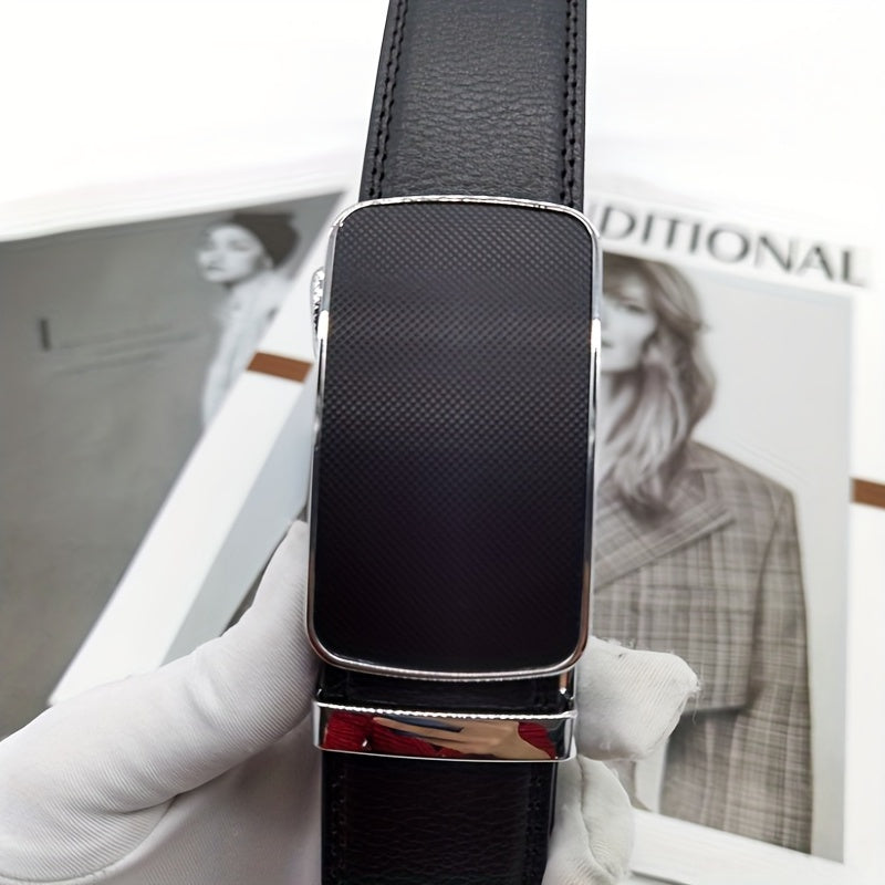 Men's Leather Belt Automatic Buckle Business Suit Waist Strap