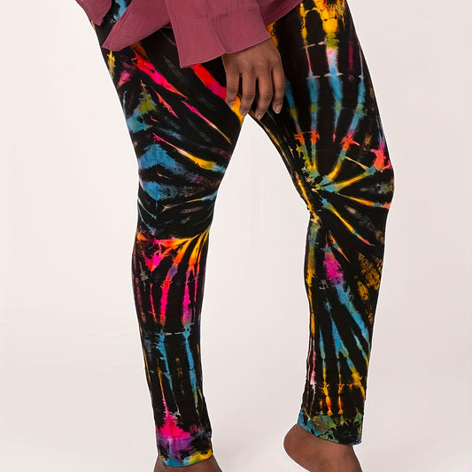Colorblock Tie Dye Stretch Leggings