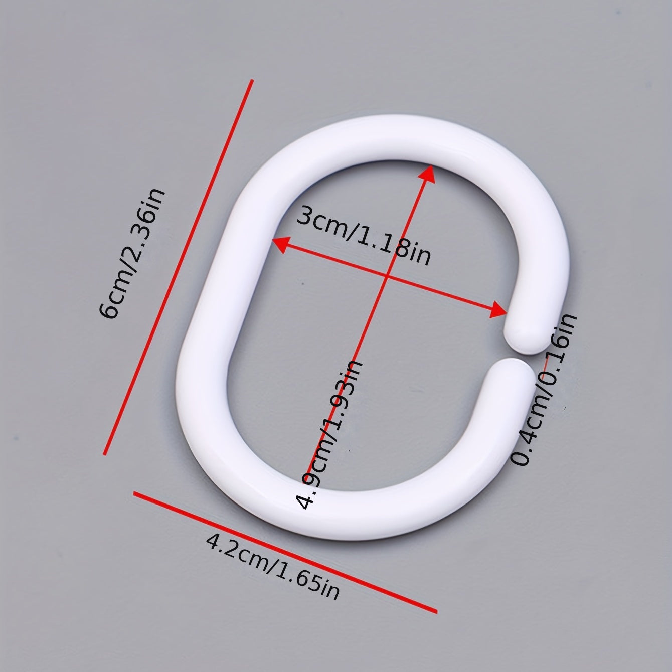 12PCS Plastic Shower Curtain Rings Bathroom Hooks