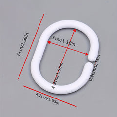 12PCS Plastic Shower Curtain Rings Bathroom Hooks
