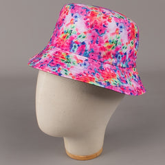 Rose Red Reversible Bucket Hat - Ink Print Lightweight Sun Fisherman Cap