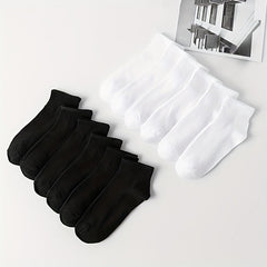 12 Pairs Solid Crew Socks Comfy & Breathable All Match Sports Socks Women
