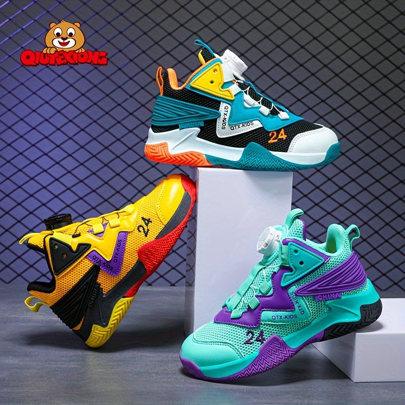 QIUTEXIONG Boy's Knit Breathable Basketball Shoes
